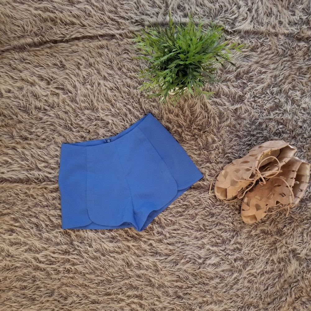 Forever 21 Blue Scalloped Shorts